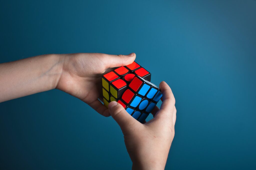 Rubik's cube nearly solved signaling the level of company's business intelligence