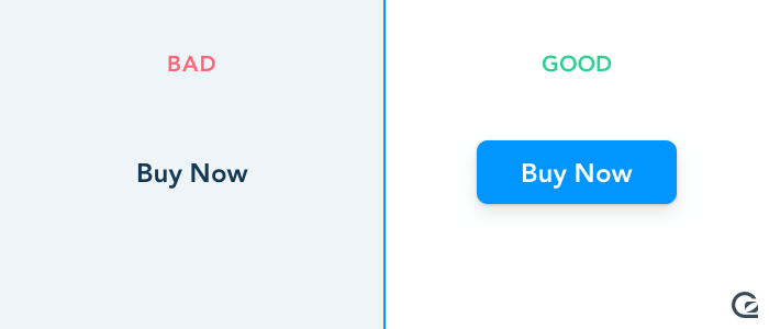 Example of good and bad CTA button